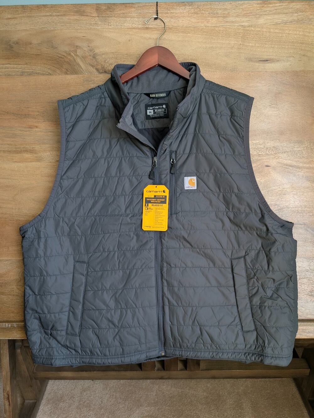 NWT Carhartt Vest Mens 3XL Dark Gray Rain Defender Relaxed Fit Sleeveless OV2286